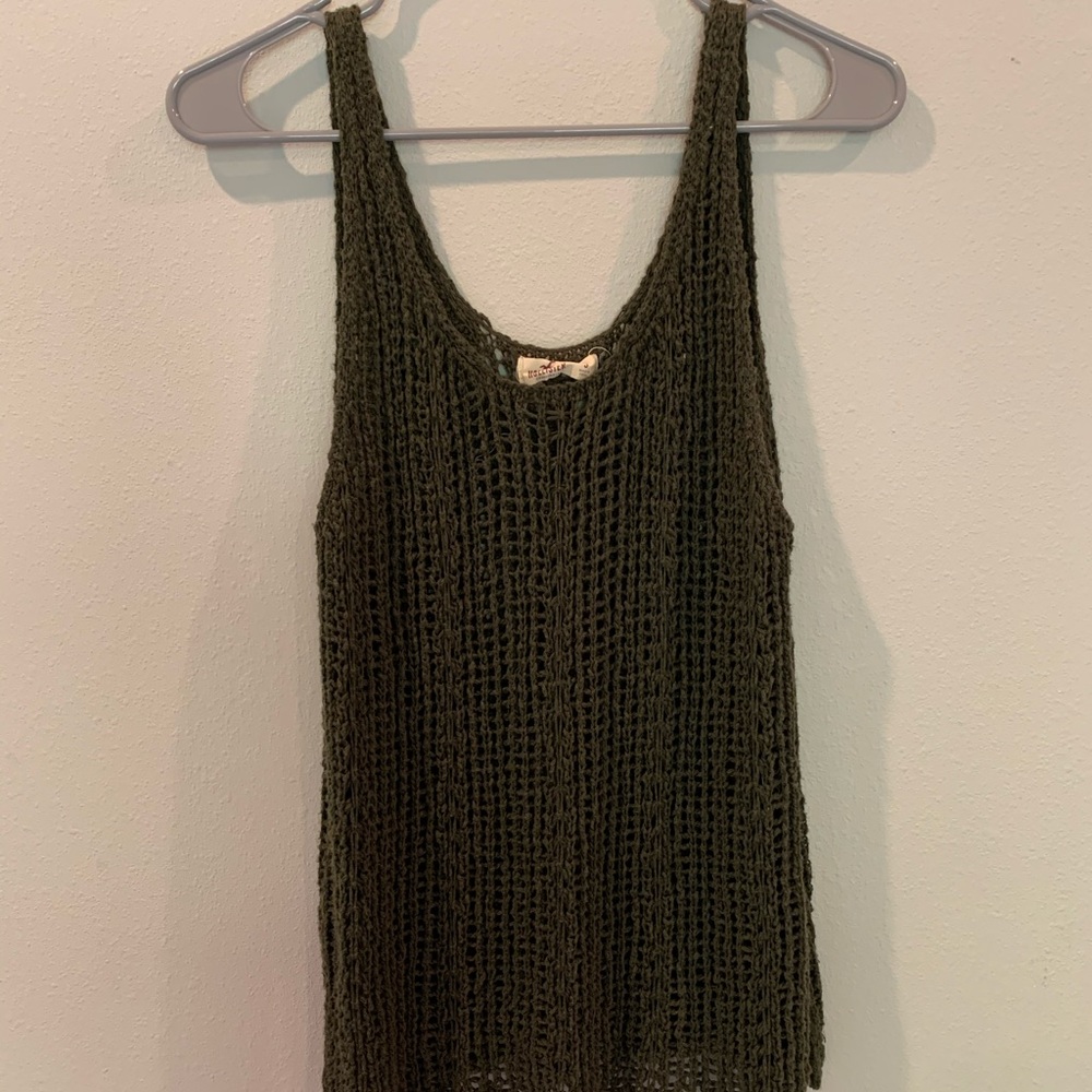 Hollister Army Green Knit Tank Top Sweater